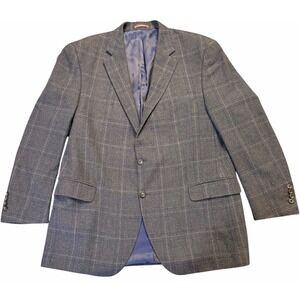 Peter Millar 46T Sport Coat‎ Wool Silk Cashmere Blue Windowpane Blazer Canada